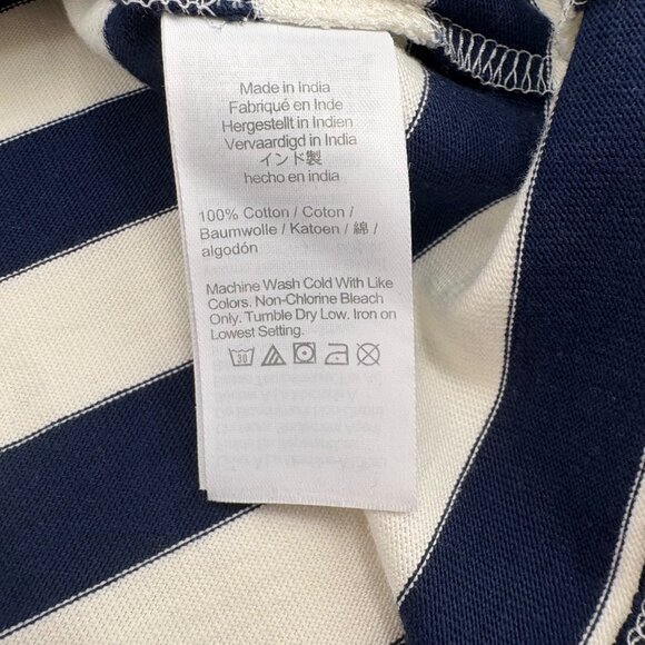 J.Crew Womens Striped Nautical T-Shirt XXL 100% Cotton Navy & White Button - Picture 3 of 6